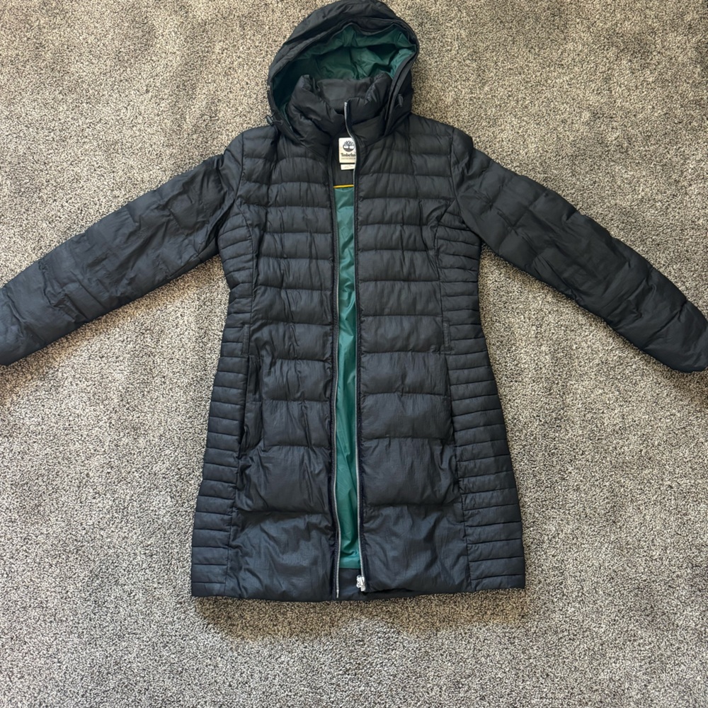 Timberland long puffer jacket with hood